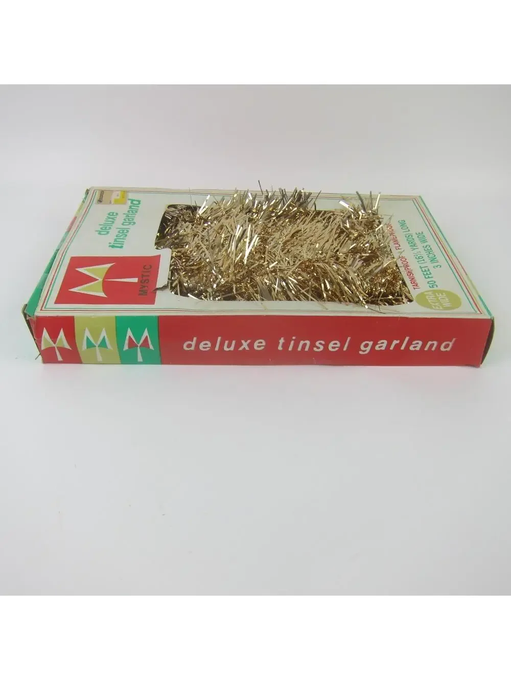 Vintage Christmas Gold Tinsel Garland 50 Ft x 3